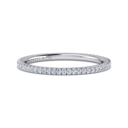 14K White Gold French Pavé Set Diamond Eternity Band