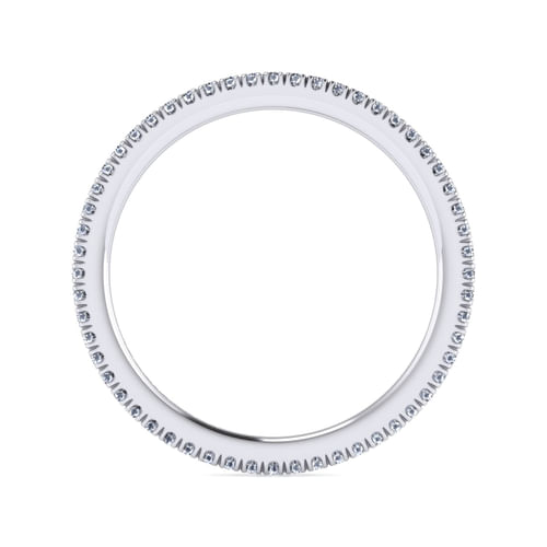 14K White Gold French Pavé Set Diamond Eternity Band