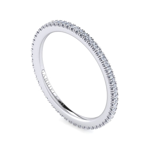 14K White Gold French Pavé Set Diamond Eternity Band