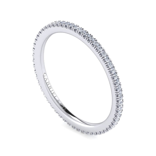 14K White Gold French Pavé Set Diamond Eternity Band