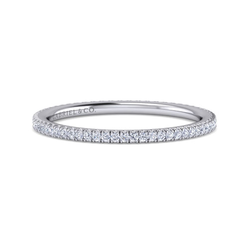 14K White Gold French Pavé Set Diamond Eternity Band