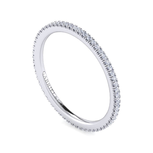 14K White Gold French Pavé Set Diamond Eternity Band