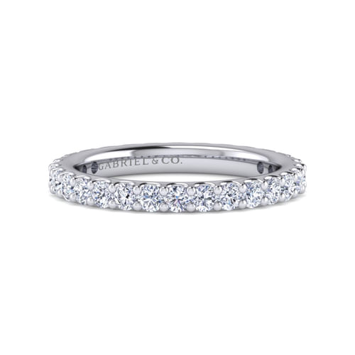 14K White Gold French Pavé Set Diamond Eternity Band