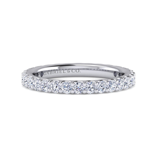 14K White Gold French Pavé Set Diamond Eternity Band