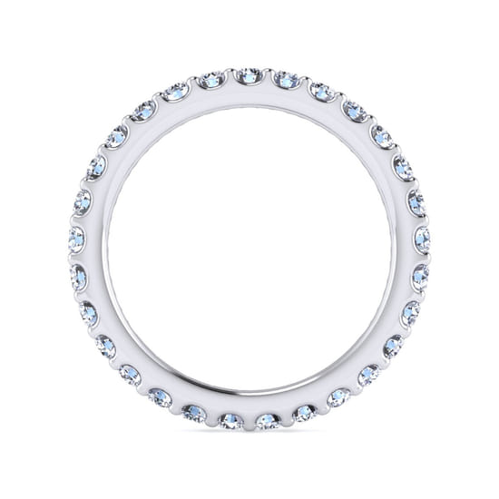 14K White Gold French Pavé Set Diamond Eternity Band angle 2