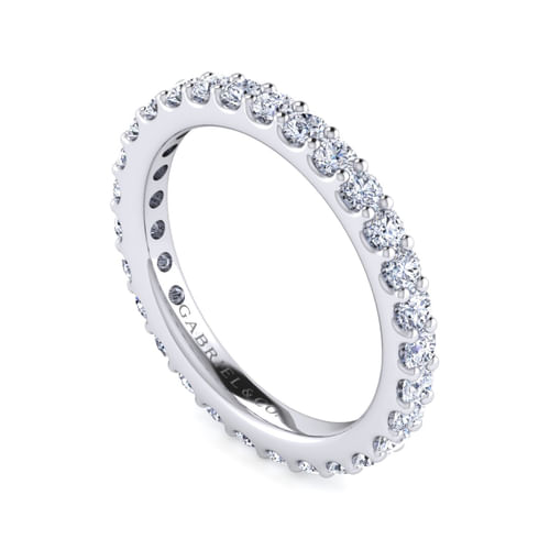 14K White Gold French Pavé Set Diamond Eternity Band