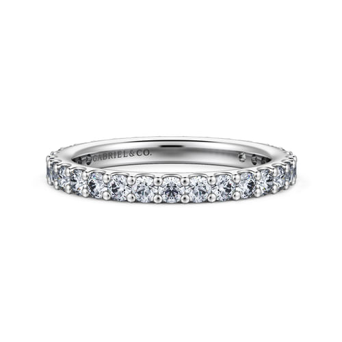 14K White Gold French Pavé Set Diamond Eternity Band