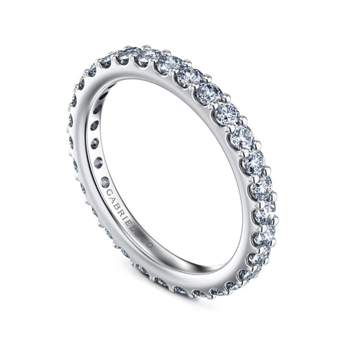 14K White Gold French Pavé Set Diamond Eternity Band