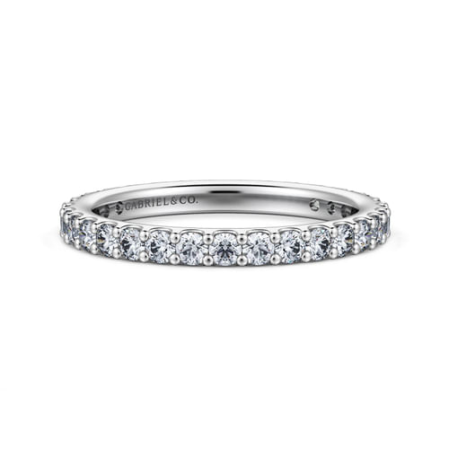 14K White Gold French Pavé Set Diamond Eternity Band