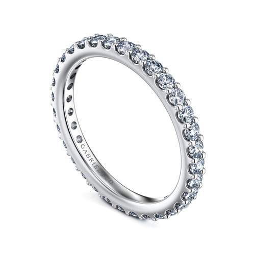 14K White Gold French Pavé Set Diamond Eternity Band
