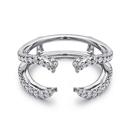 Gabriel - 14K White Gold French Pavé Set Diamond Ring Enhancer