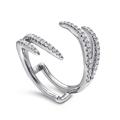 14K White Gold French Pavé Set Diamond Ring Enhancer