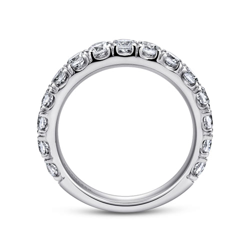 14K White Gold French Pavé Set Diamond Wedding Band
