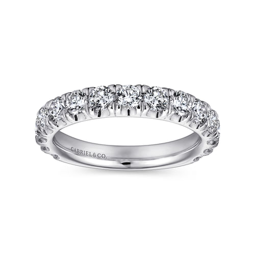 14K White Gold French Pavé Set Diamond Wedding Band