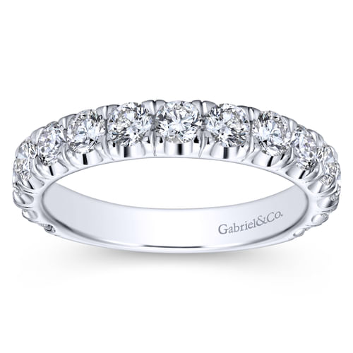 14K White Gold French Pavé Set Diamond Wedding Band