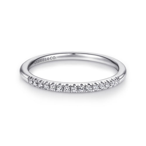 14K White Gold French Pavé Set Diamond Wedding Band