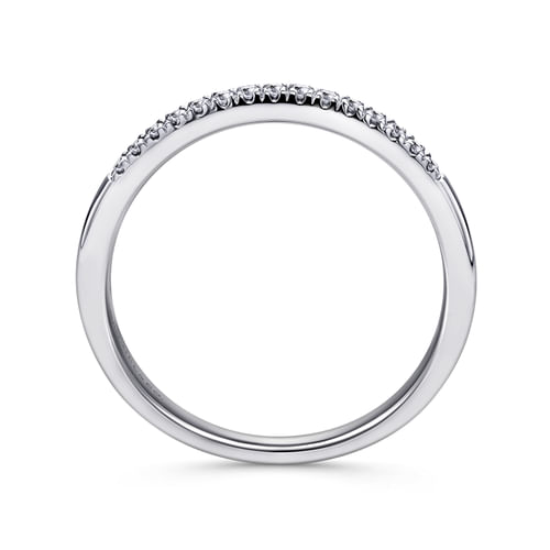 14K White Gold French Pavé Set Diamond Wedding Band