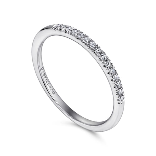 14K White Gold French Pavé Set Diamond Wedding Band