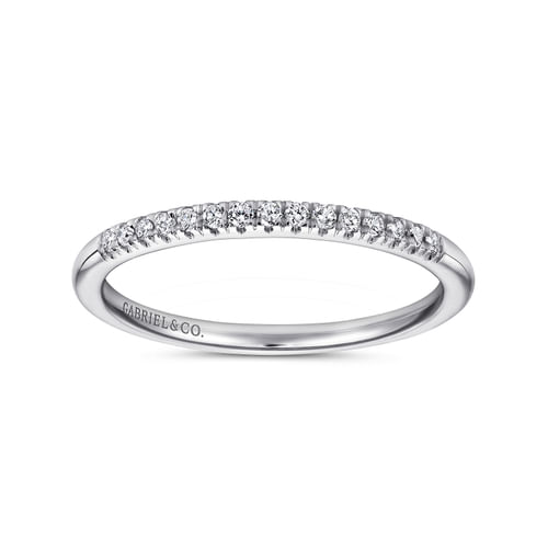 14K White Gold French Pavé Set Diamond Wedding Band