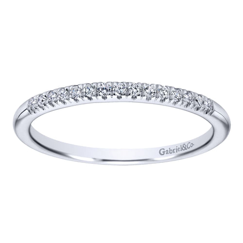 14K White Gold French Pavé Set Diamond Wedding Band