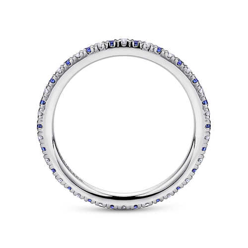 14K White Gold French Pavé Set Sapphire and Diamond Eternity Band