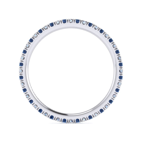 14K White Gold French Pavé Set Sapphire and Diamond Eternity Band