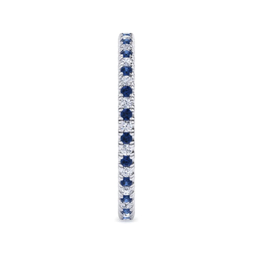 14K White Gold French Pavé Set Sapphire and Diamond Eternity Band
