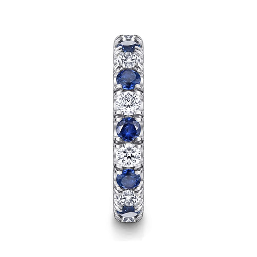 14K White Gold French Pavé Set Sapphire and Diamond Eternity Band