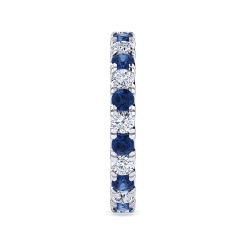 14K White Gold French Pavé Set Sapphire and Diamond Eternity Band
