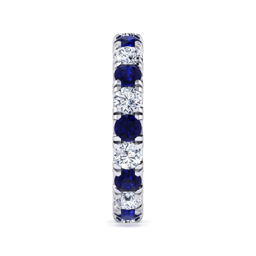 14K White Gold French Pavé Set Sapphire and Diamond Eternity Band