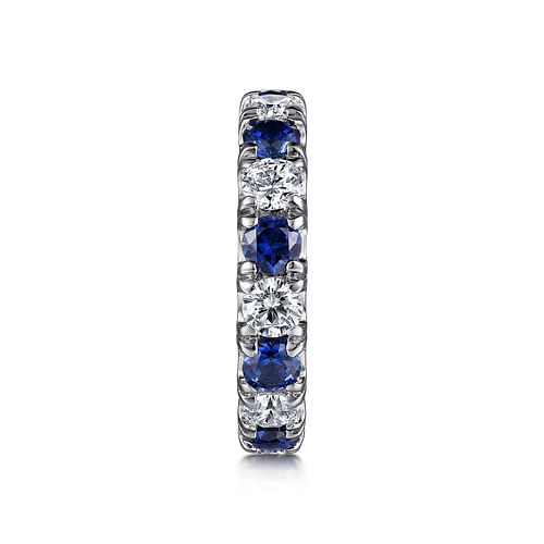 14K White Gold French Pavé Set Sapphire and Diamond Eternity Band