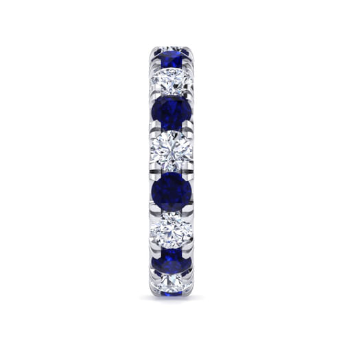 14K White Gold French Pavé Set Sapphire and Diamond Eternity Band