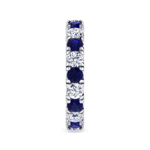 14K White Gold French Pavé Set Sapphire and Diamond Eternity Band