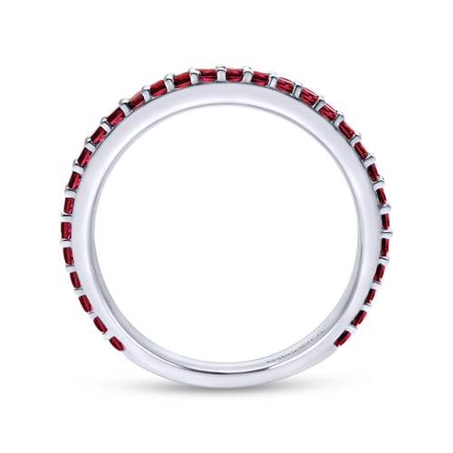 14K White Gold Garnet Stackable Ladies Ring