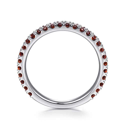 14K White Gold Garnet Stackable Ring