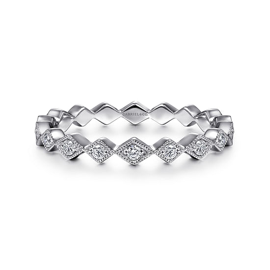 Gabriel - 14K White Gold Geometric Diamond Stackable Ring