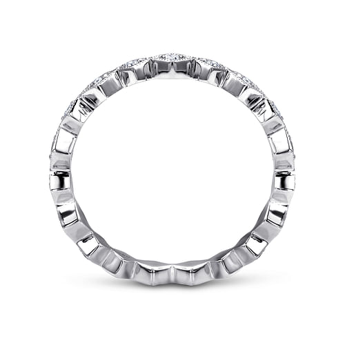 14K White Gold Geometric Diamond Stackable Ring