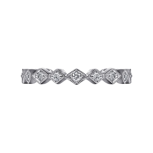 14K White Gold Geometric Diamond Stackable Ring