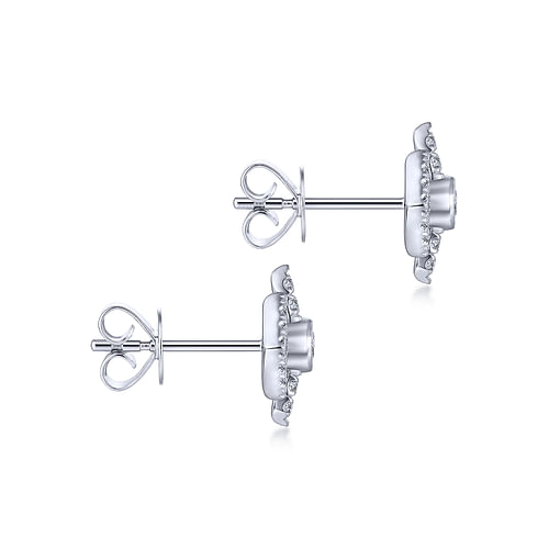 14K White Gold Geometric Diamond Stud Earrings