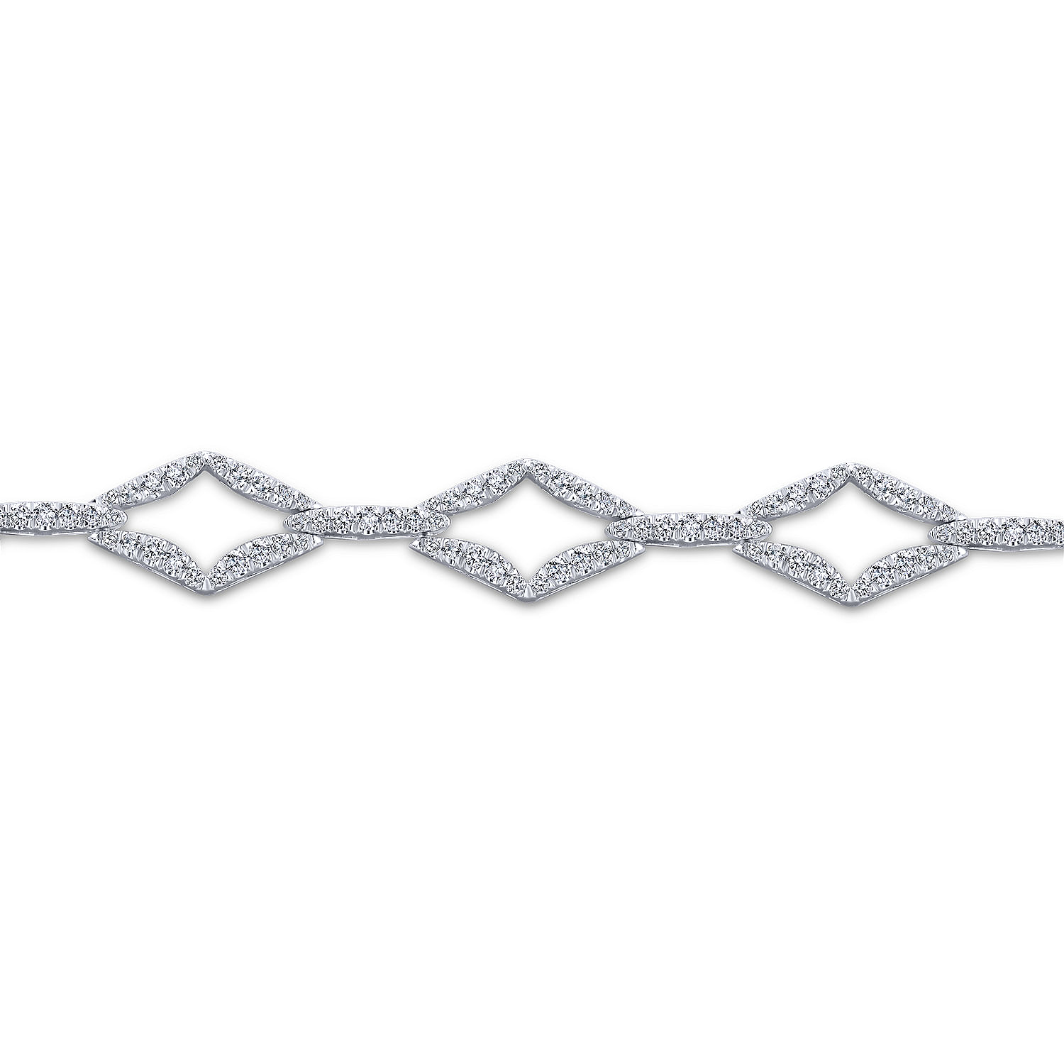 14K White Gold Geometric Link Diamond Tennis Bracelet