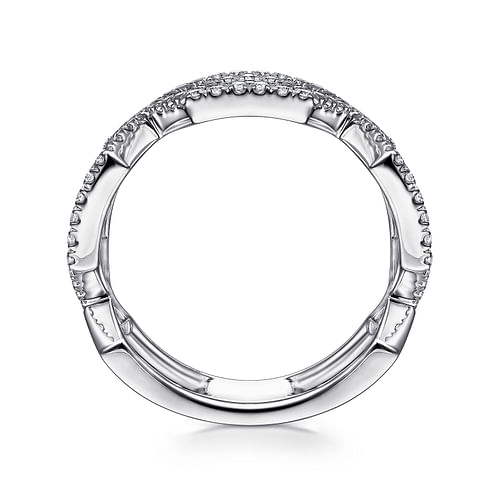 14K White Gold Geometric Open Diamond Ring