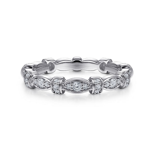 14K White Gold Geometric Stackable Diamond Ring