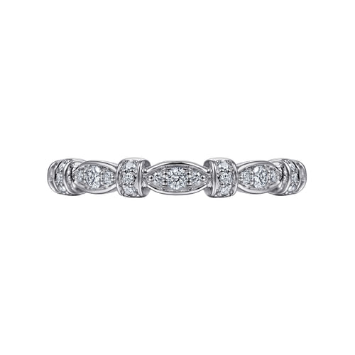 14K White Gold Geometric Stackable Diamond Ring