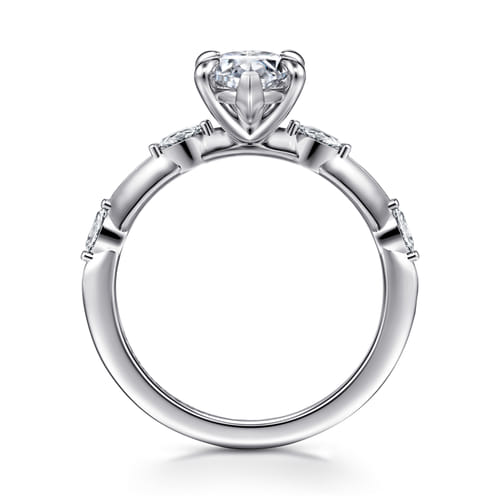 14K White Gold Gold Marquise Shape Diamond Engagement Ring
