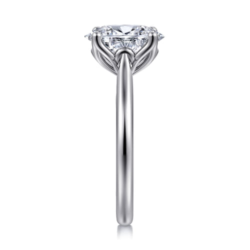 14K White Gold Gold Oval Lotus Diamond Engagement Ring