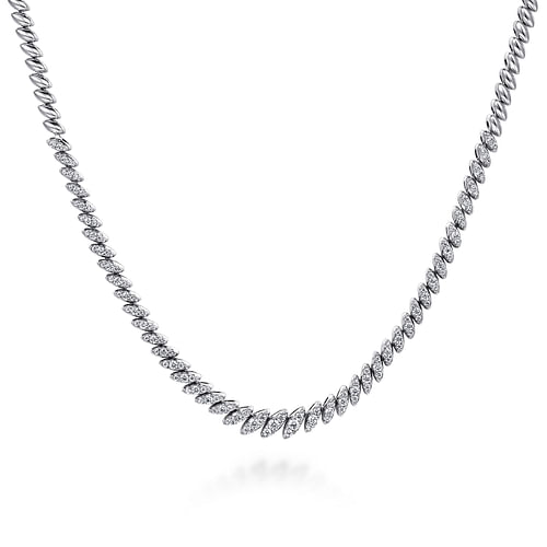 14K White Gold Graduated Diamond Tennis Necklace