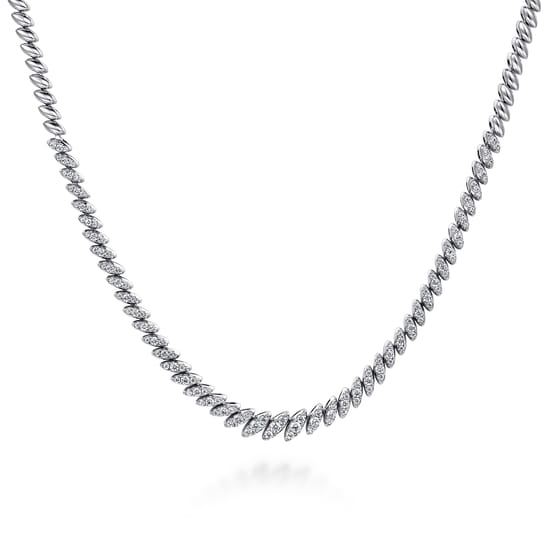 14K White Gold Graduated Diamond Tennis Necklace 14K White Gold Graduated Diamond Tennis Necklace