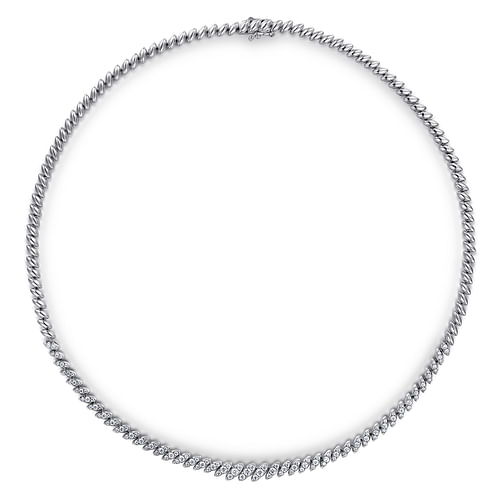 14K White Gold Graduated Diamond Tennis Necklace