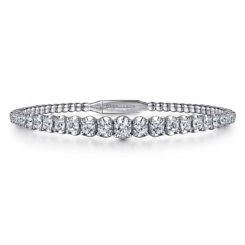 14K White Gold Graduating Diamond Bangle