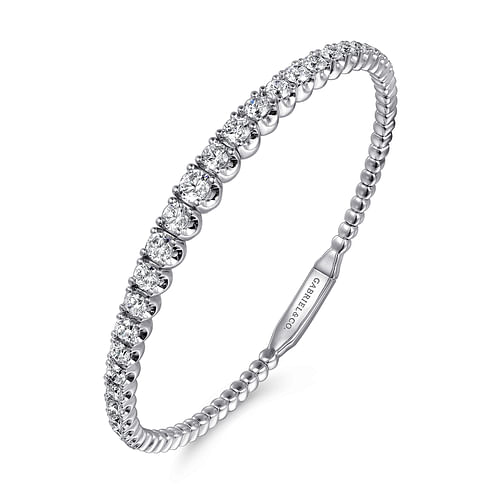 14K White Gold Graduating Diamond Bangle